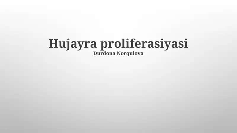 Hujayra proliferasiyasi