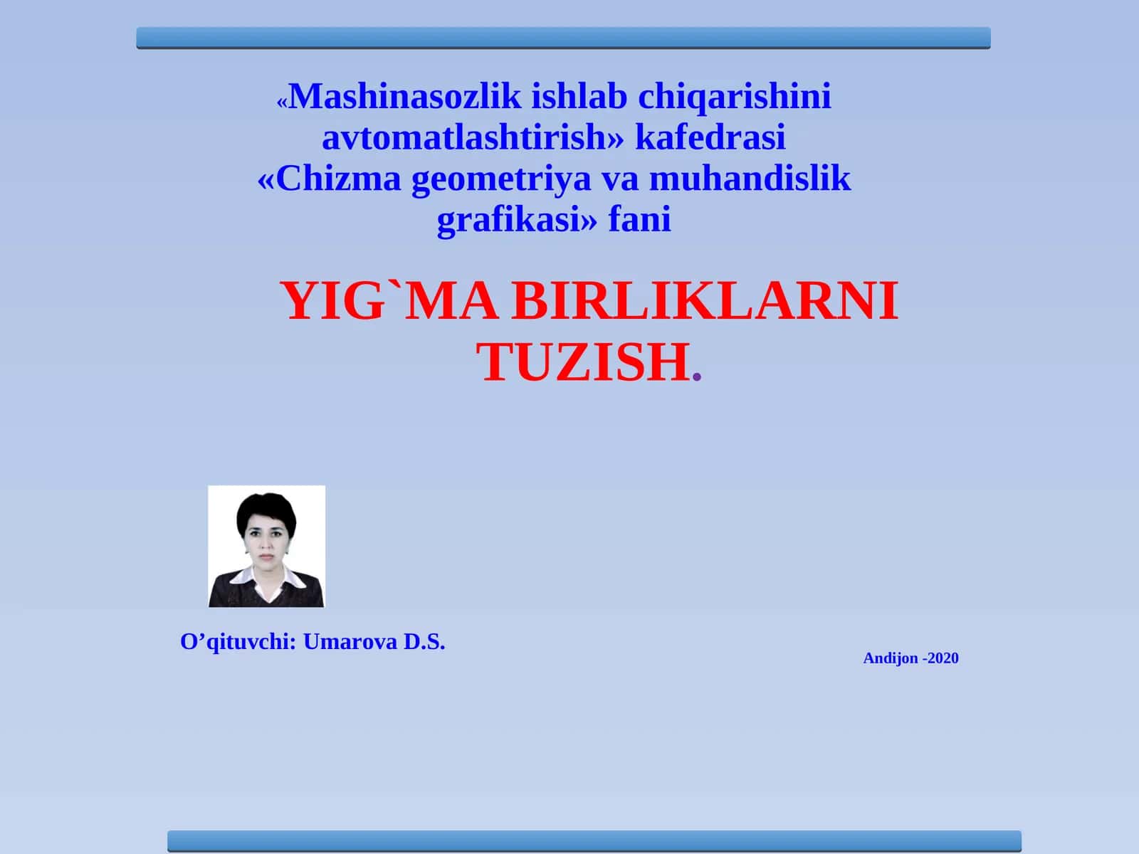 YIG`MA BIRLIKLARNI TUZISH