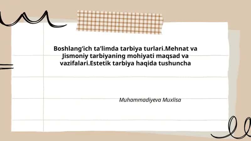 Boshlangʻich taʼlimda tarbiya turlari