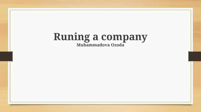 Runing a company