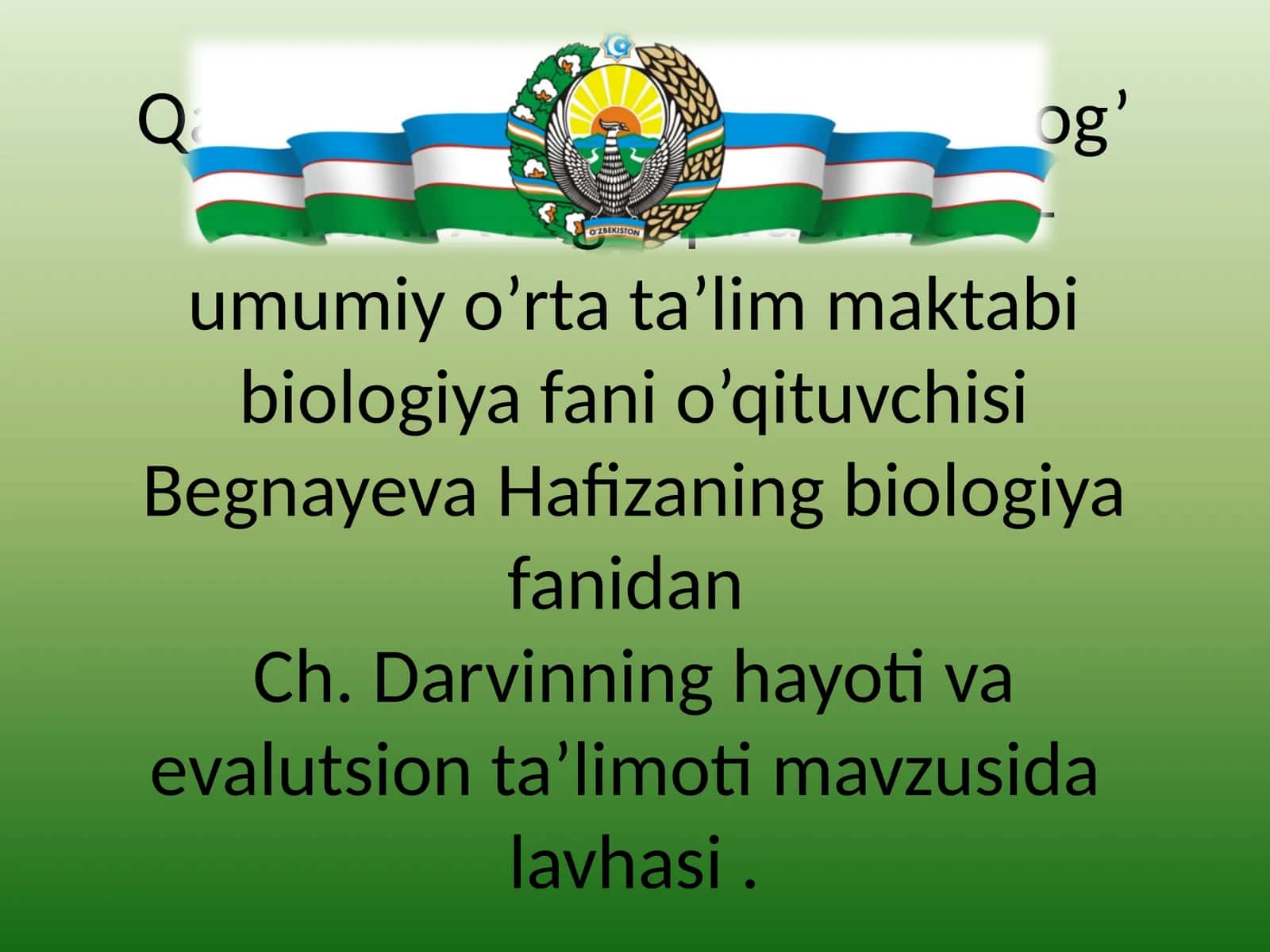 Ch.Darvinning hayoti va evalutsion ta’limoti