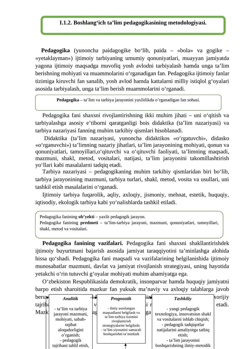 Boshlang‘ich taʼlim pedagogikasining metodologiyasi