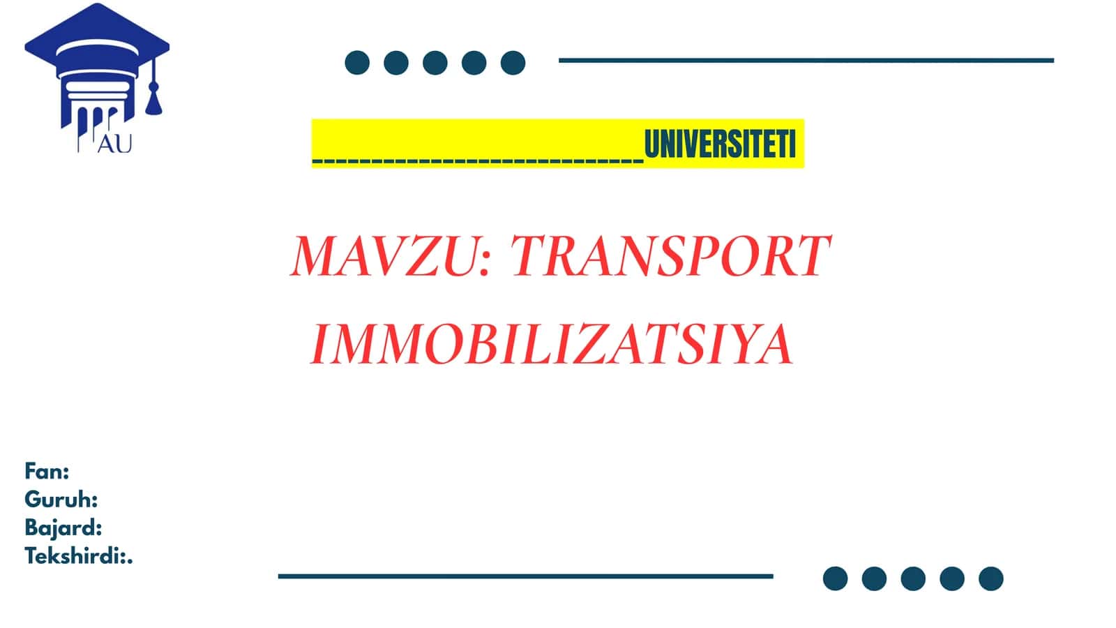 TRANSPORT IMMOBILIZATSIYA