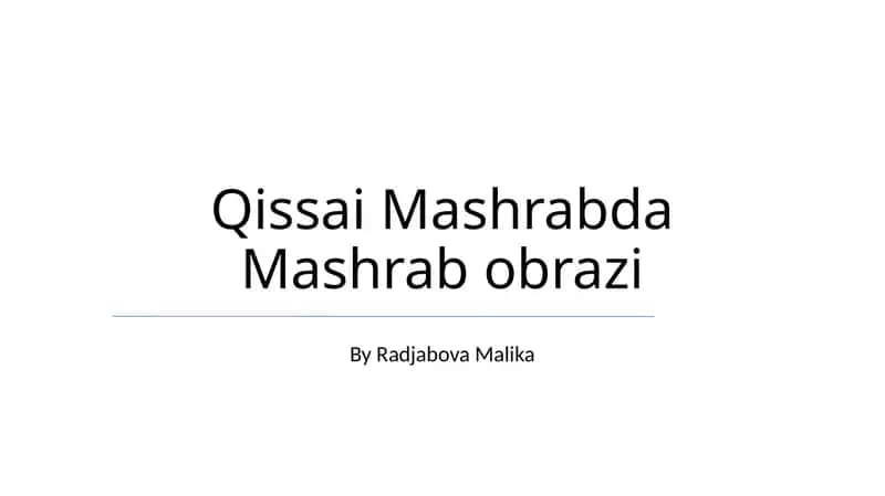 Qissai Mashrabda Mashrab obrazi