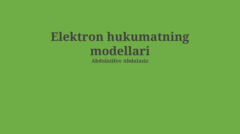 Elektron hukumatning modellari