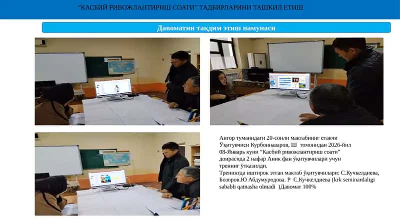 КАСБИЙ РИВОЖЛАНТИРИШ СОАТИ ТАДБИРЛАРИНИ ТАШКИЛ ЕТИШ