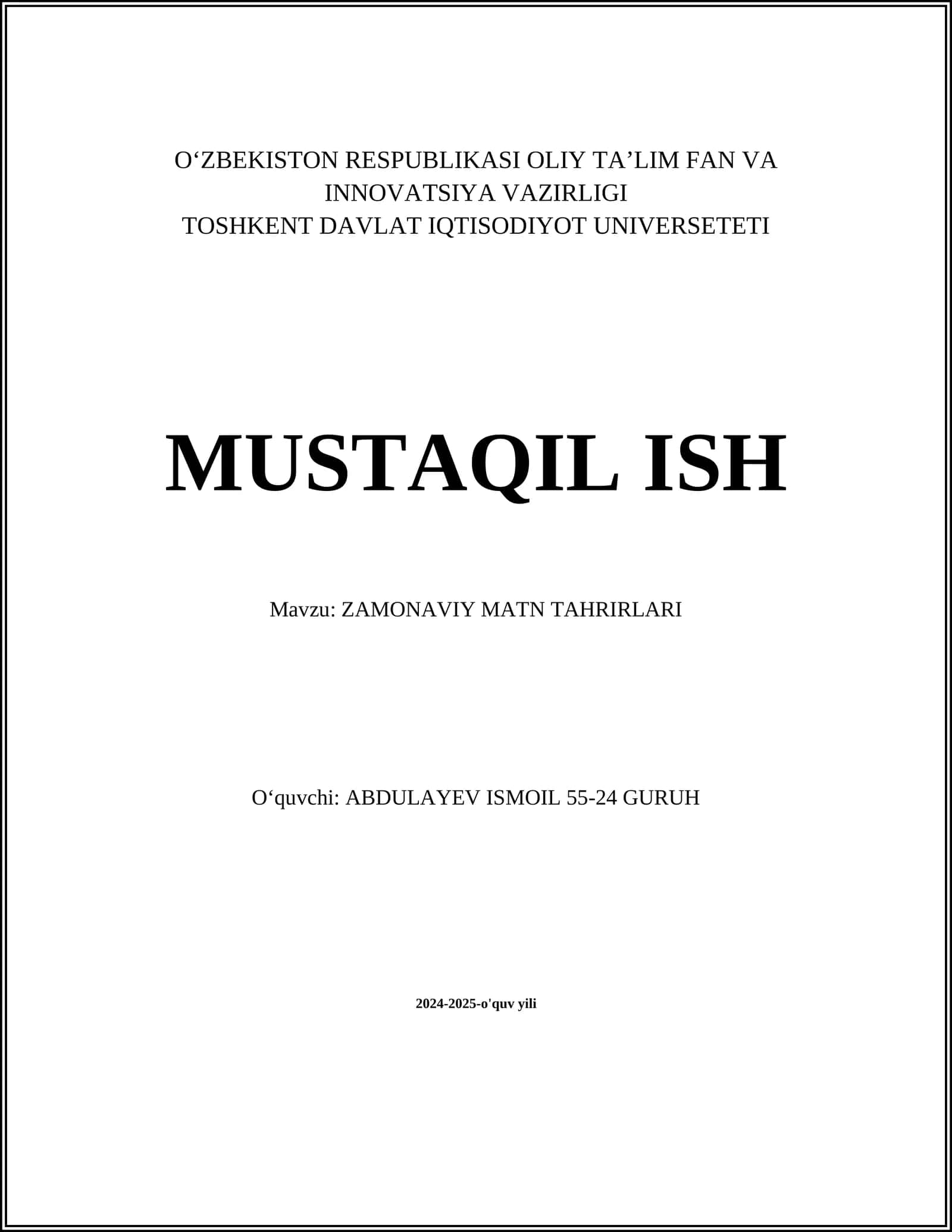 ZAMONAVIY MATN TAHRIRLARI