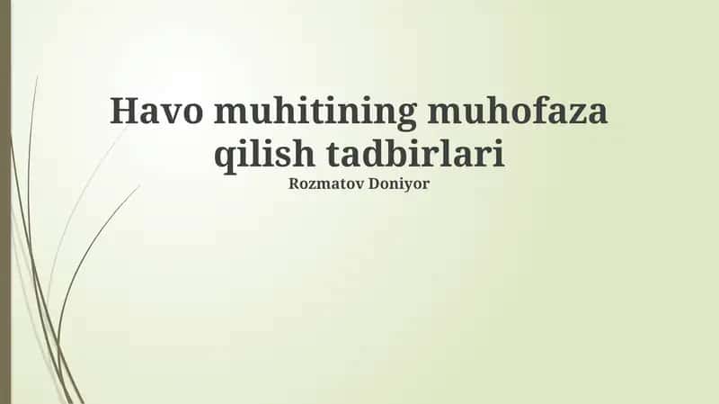 Havo muhitining muhofaza qilish tadbirlari