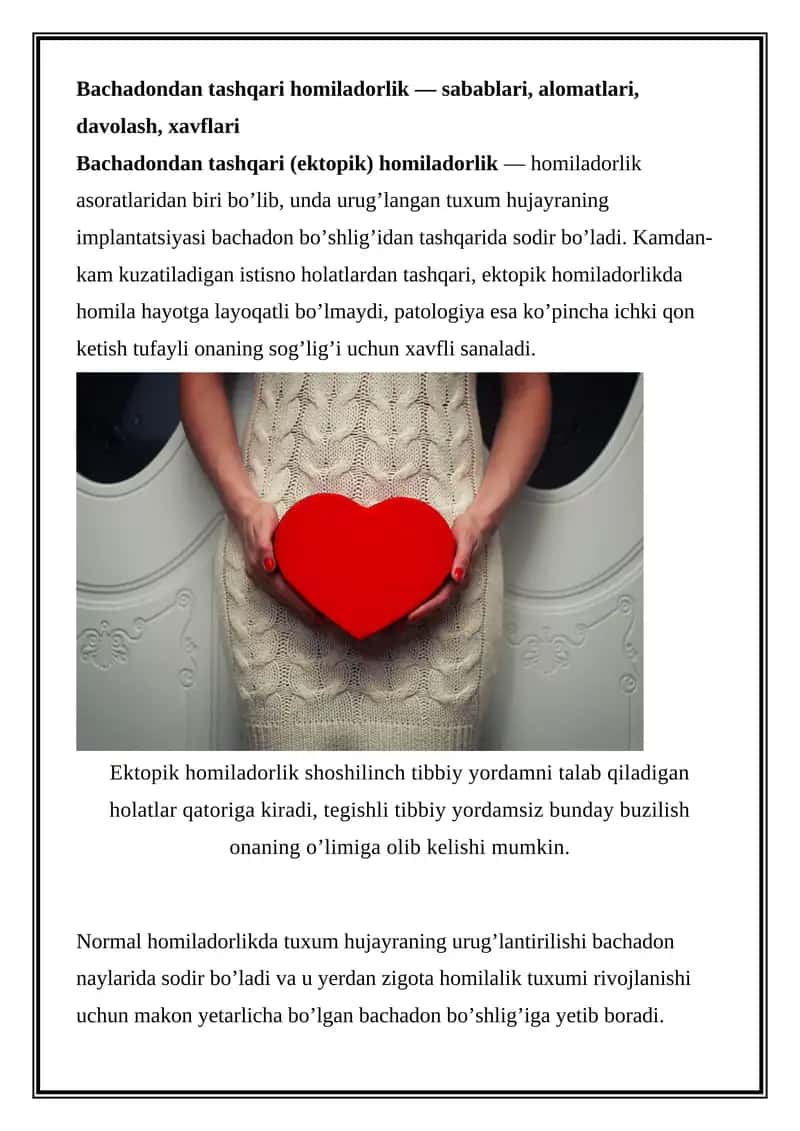 Bachadondan tashqari homiladorlik