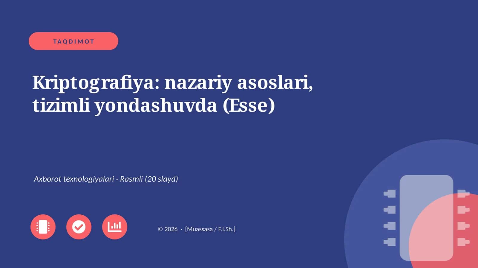 Kriptografiya: nazariy asoslari, tizimli yondashuvda (Esse)