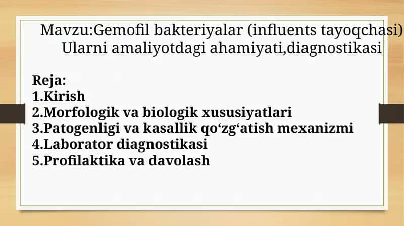 Gemofilbakteriyalar (influentstayoqchasi) bakteriyalar