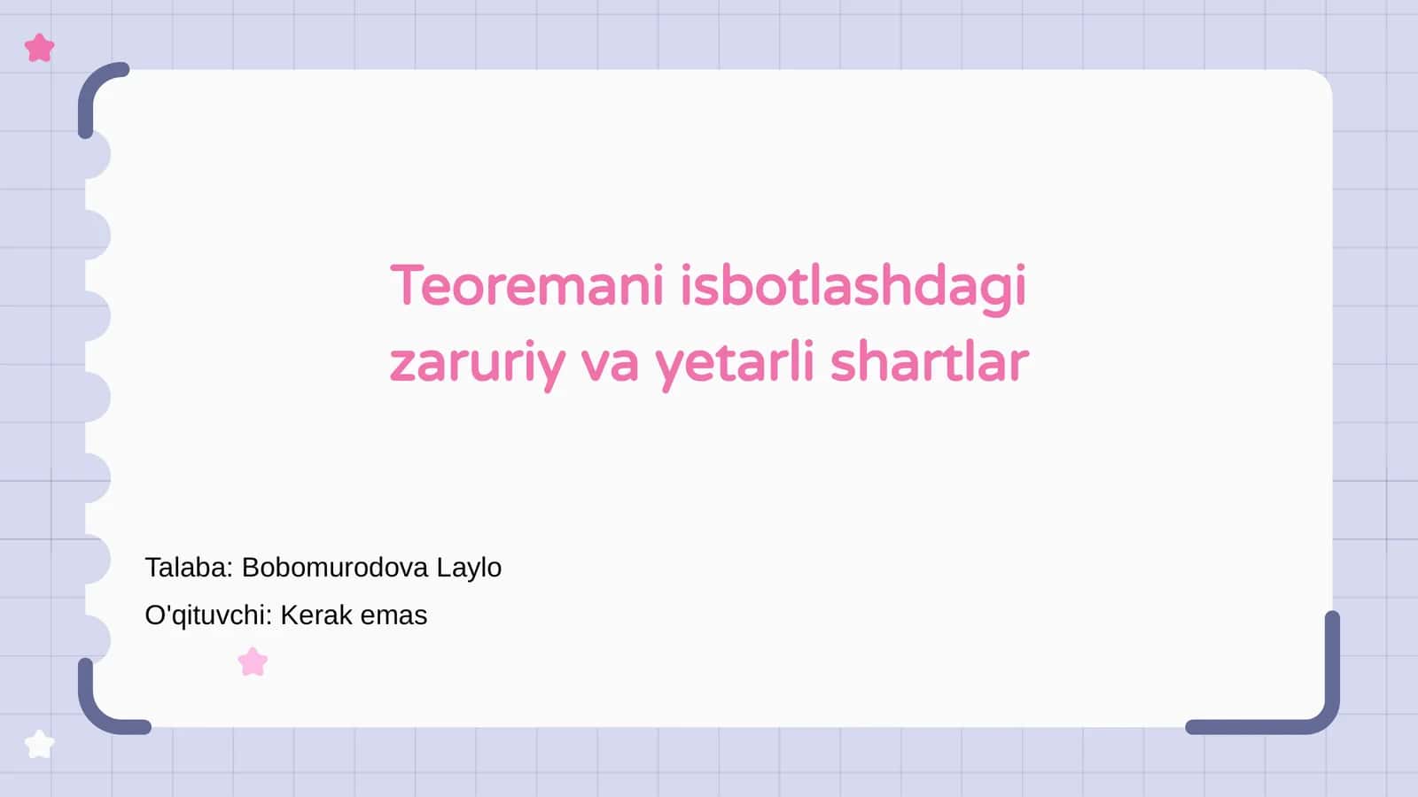 Teoremani isbotlashdagi zaruriy va yetarli shartlar