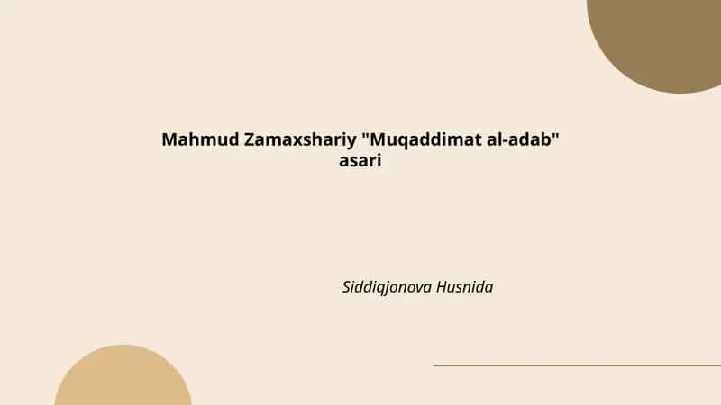 Mahmud Zamaxshariy "Muqaddimat al-adab" asari