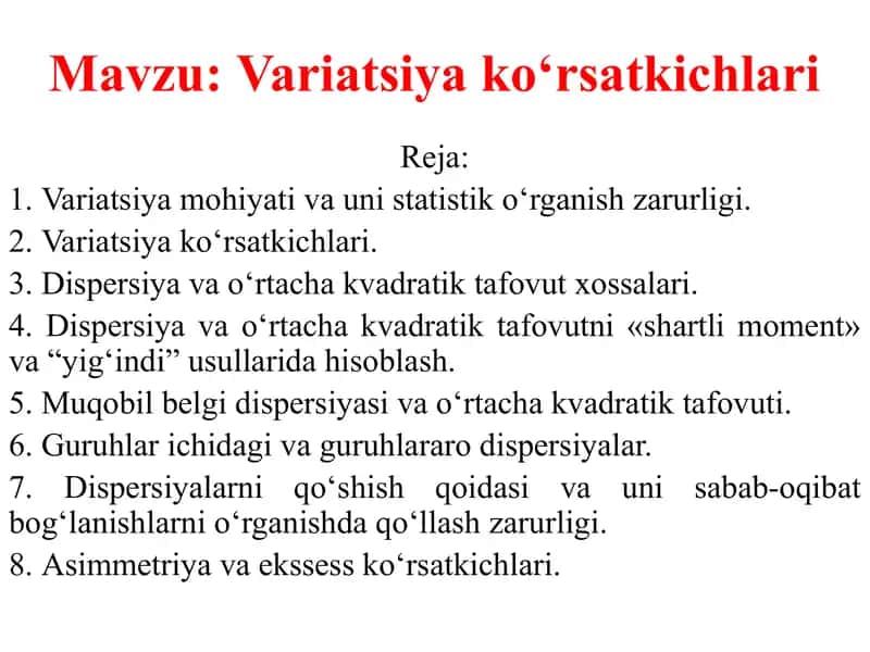 Variatsiya koʻrsatgichlari
