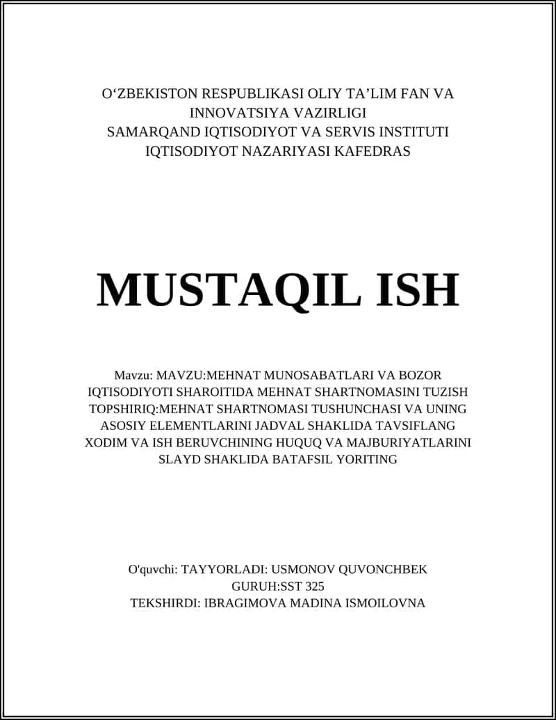 Mehnat shartnomasi