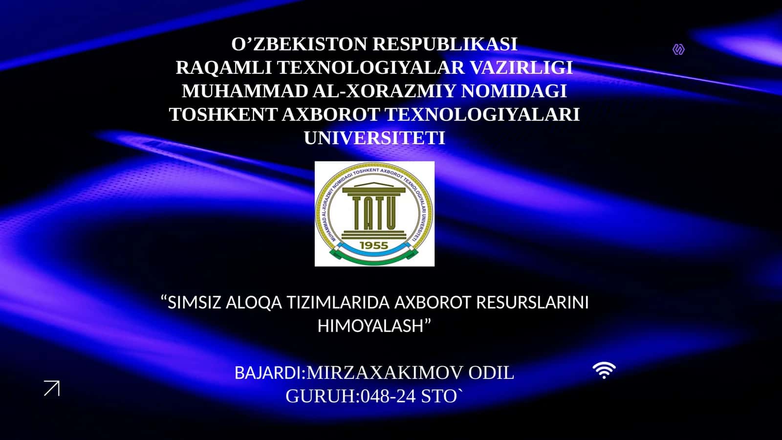 SIMSIZ ALOQA TIZIMLARIDA AXBOROT RESURSLARINI HIMOYALASH