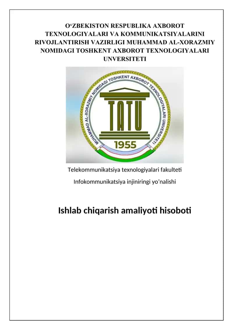 Amaliyot hisobati telekomunikatsiya fakulteti