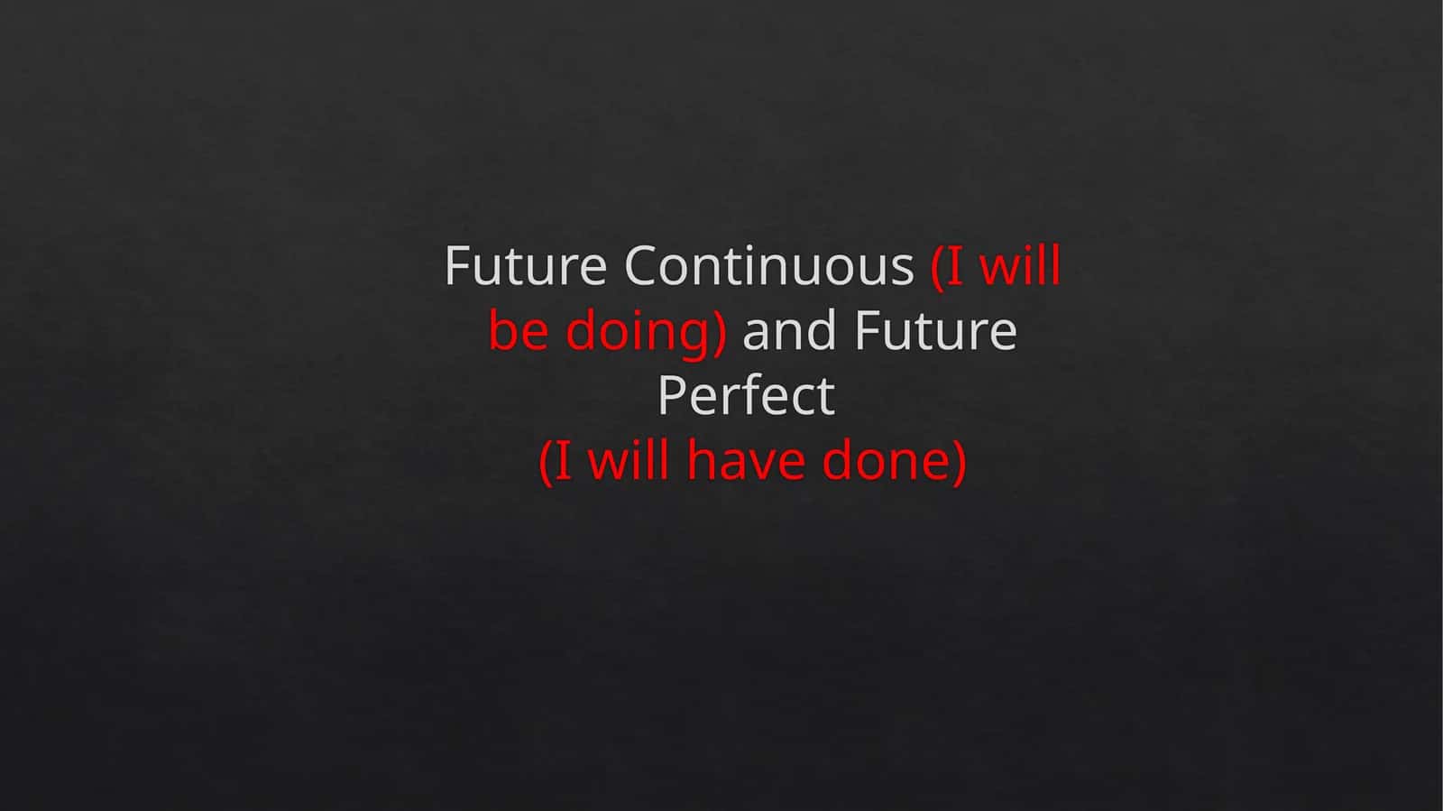 Future Continuous(I will be doing)and Future Perfect(I will have done)