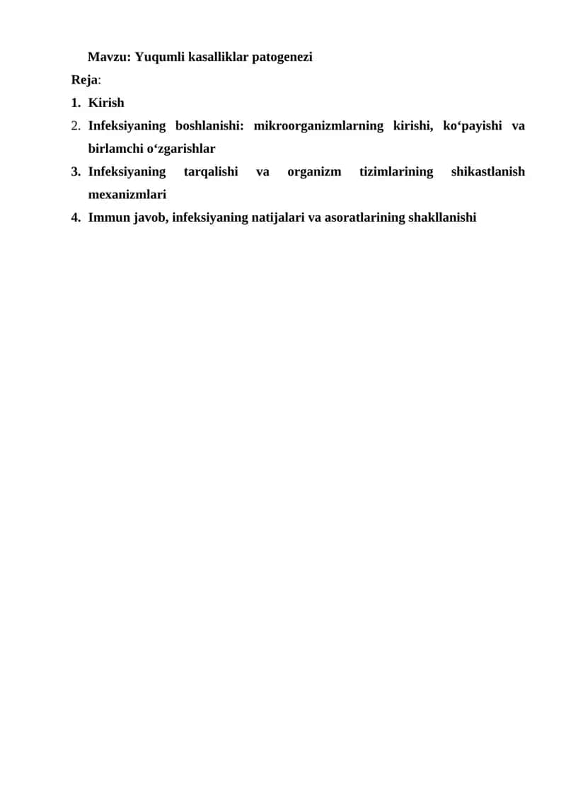 Yuqumli kasalliklar patogenezi