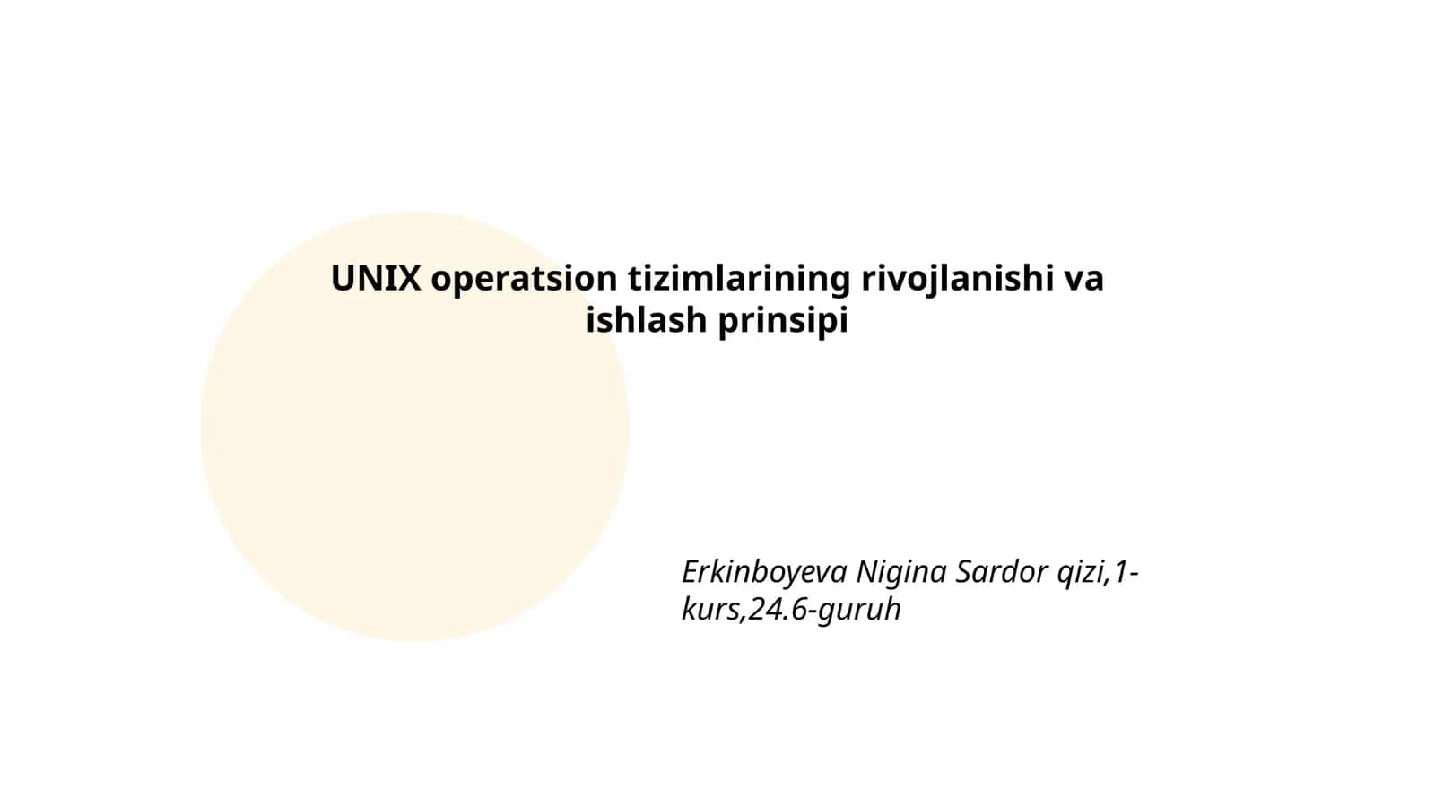 UNIX operatsion tizimlarining rivojlanishi va ishlash prinsipi