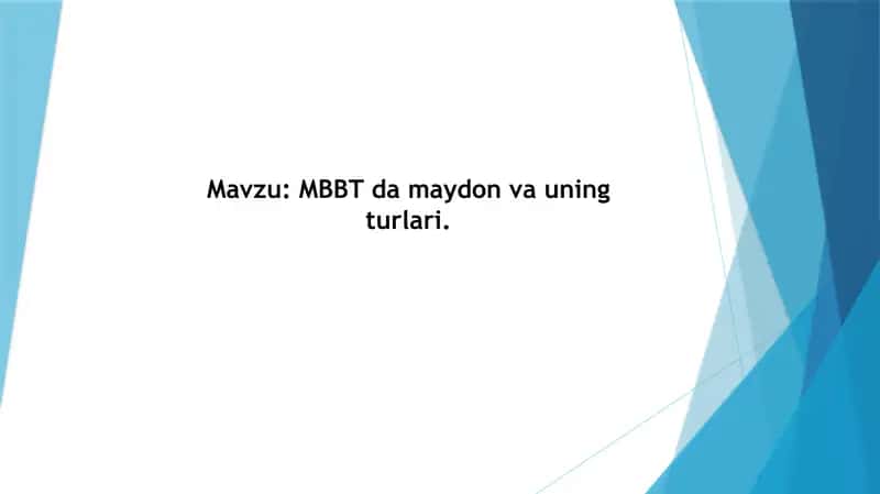 MBBT da maydon va uning turlari