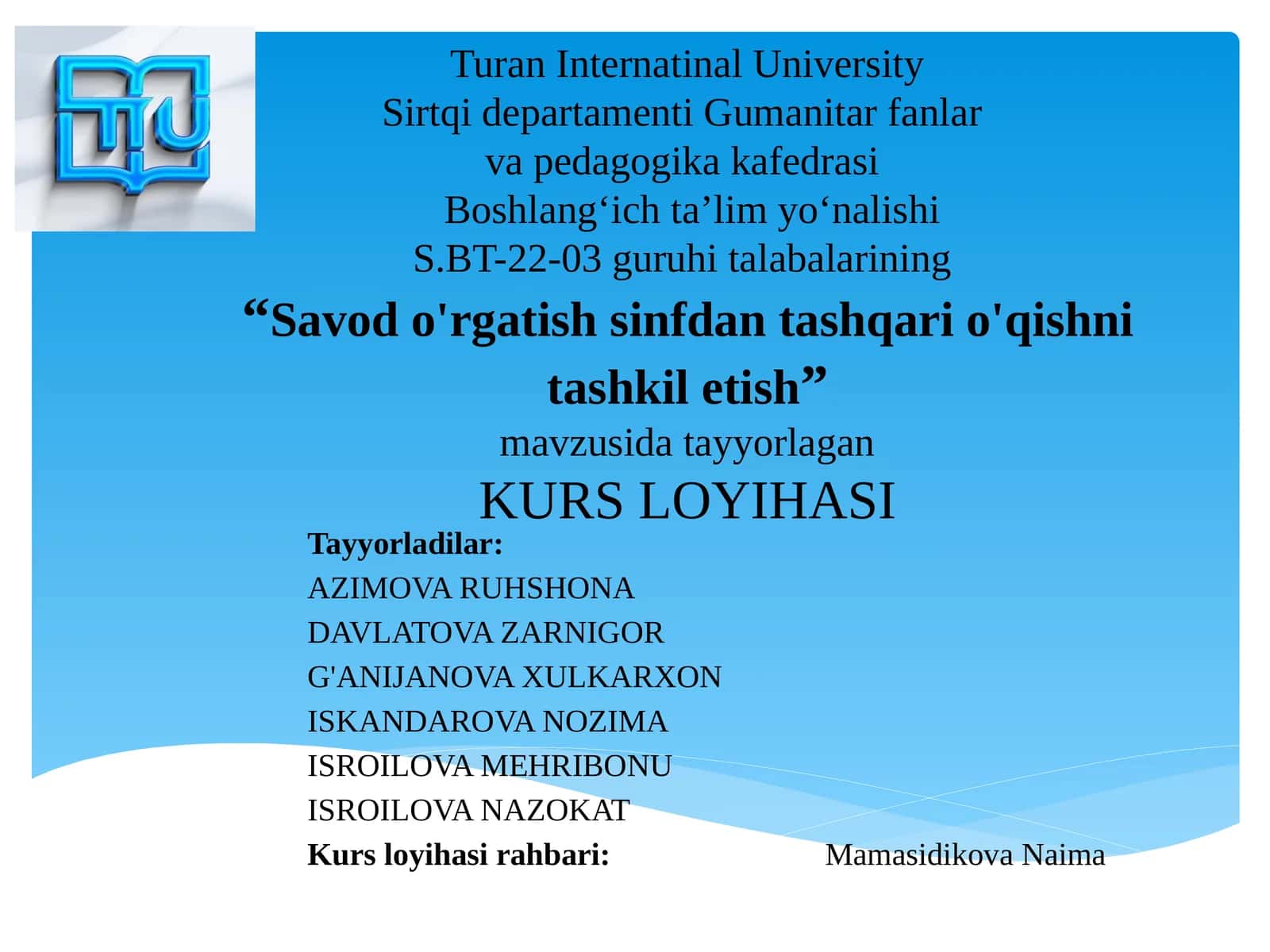 Savod o'rgatish sinfdan tashqari o'qishni tashkil etish