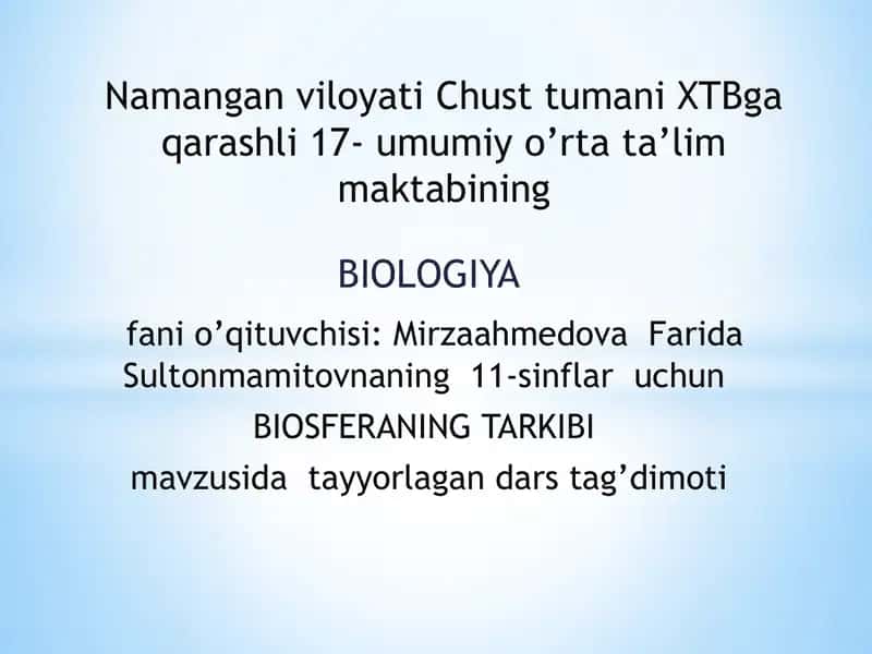 BIOSFERANING TARKIBI