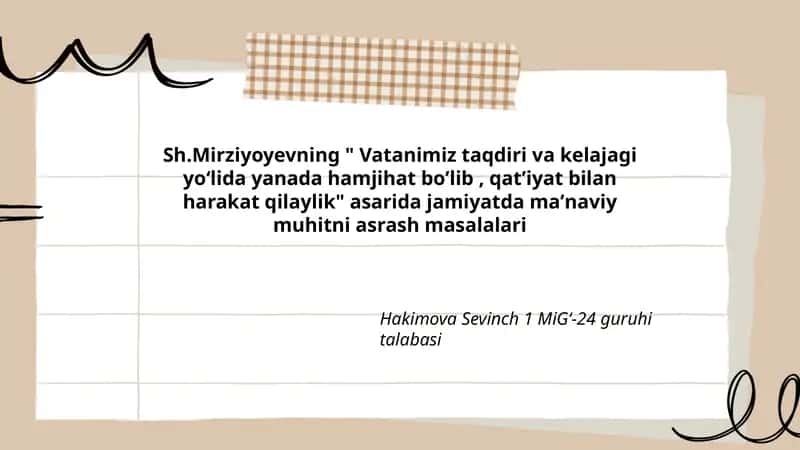 Vatanimiz taqdiri va kelajagi yoʻlida yanada hamjihat boʼlib, qatʼiyat bilan harakat qilaylik