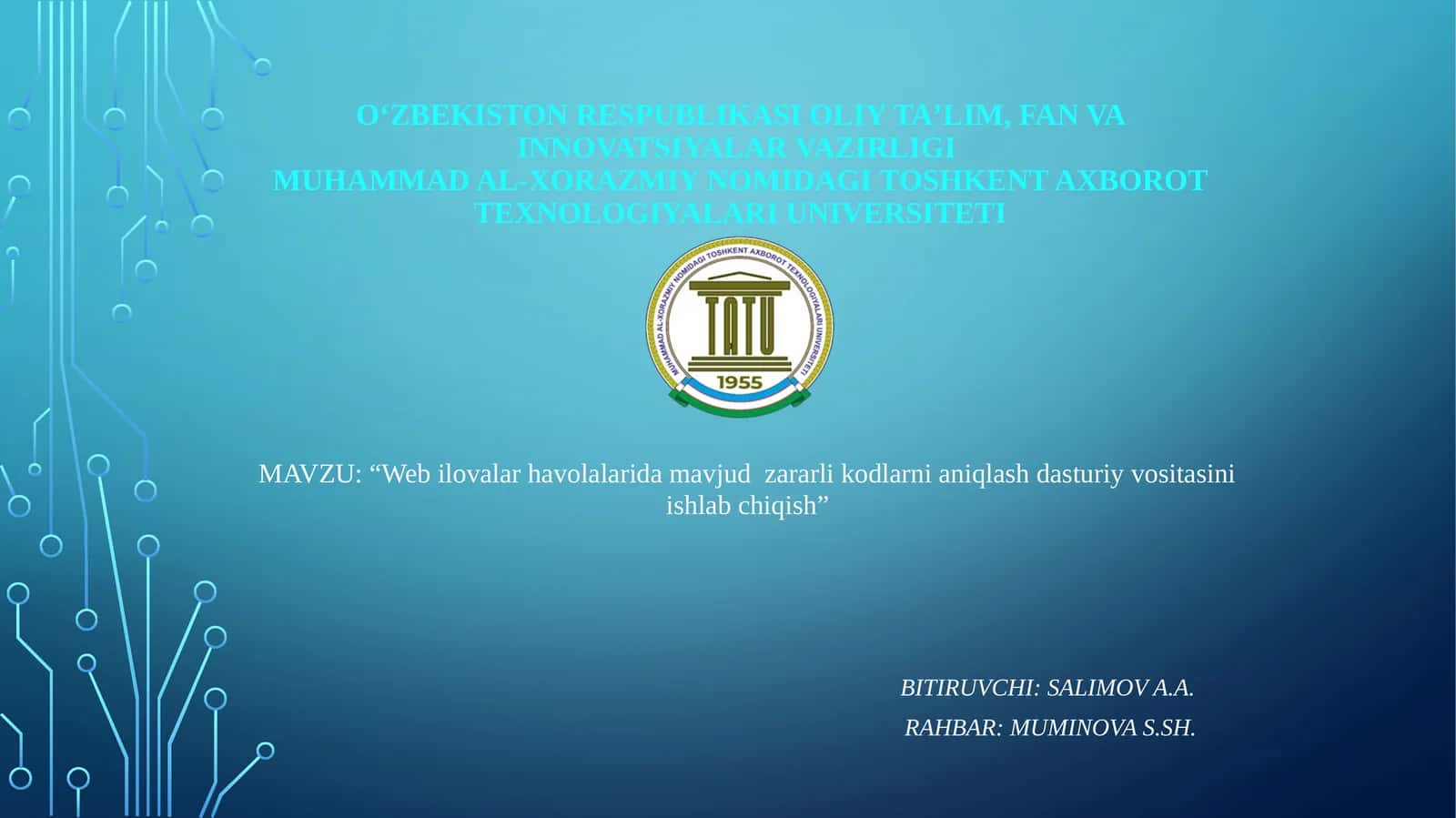 Web ilovalar havolalarida mavjud zararli kodlarni aniqlash dasturiy vositasini ishlab chiqish