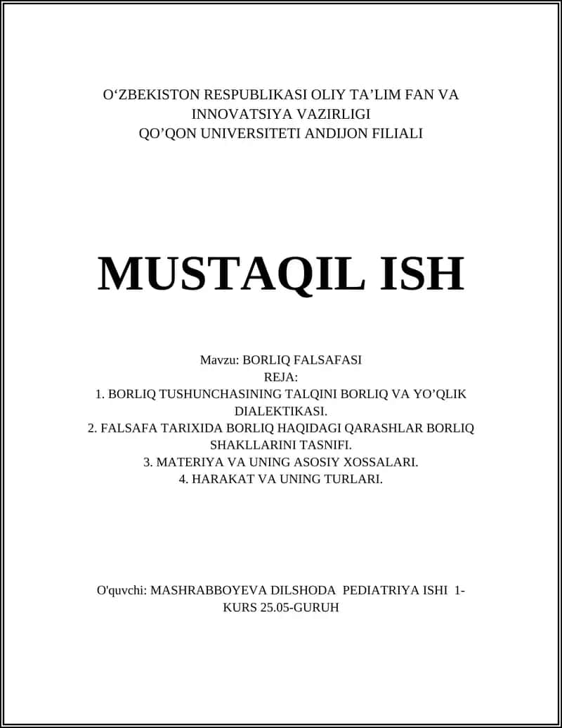 BORLIQ FALSAFASI