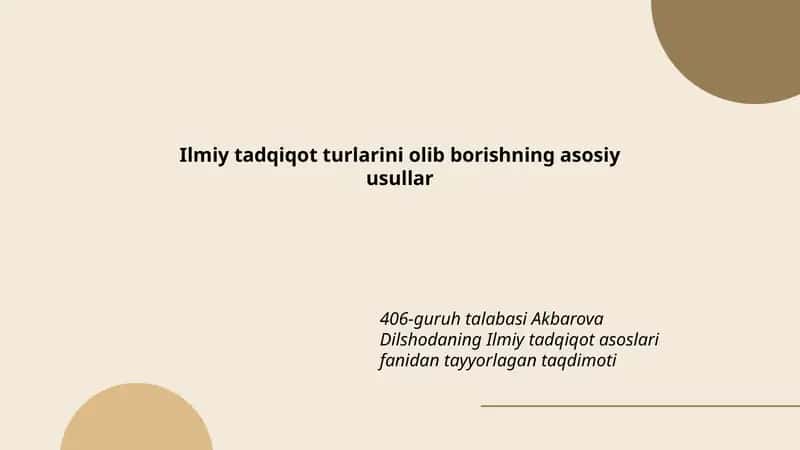 Ilmiy tadqiqot asoslari