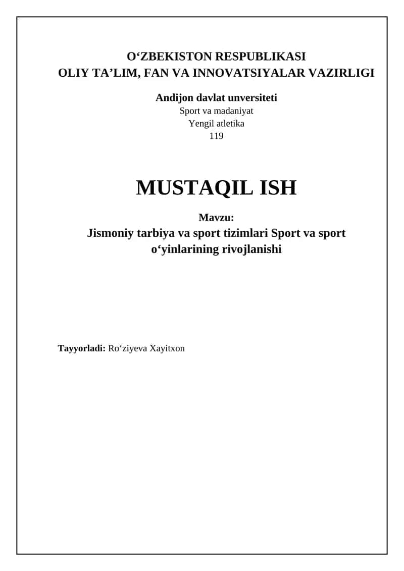 Jismoniy tarbiya va sport tizimlari