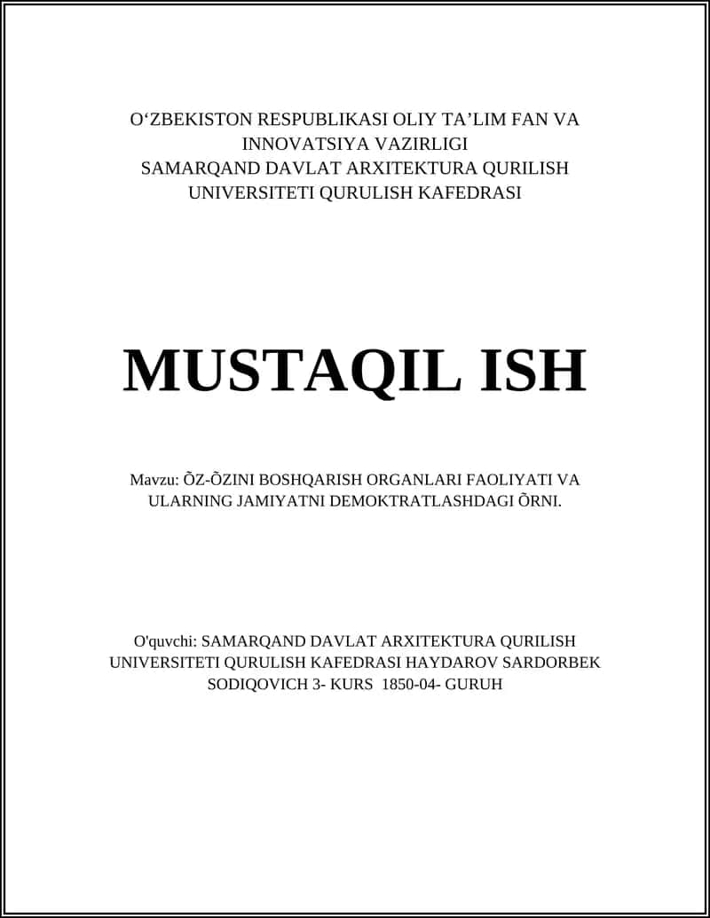 O'z-o'zini boshqarish organlari