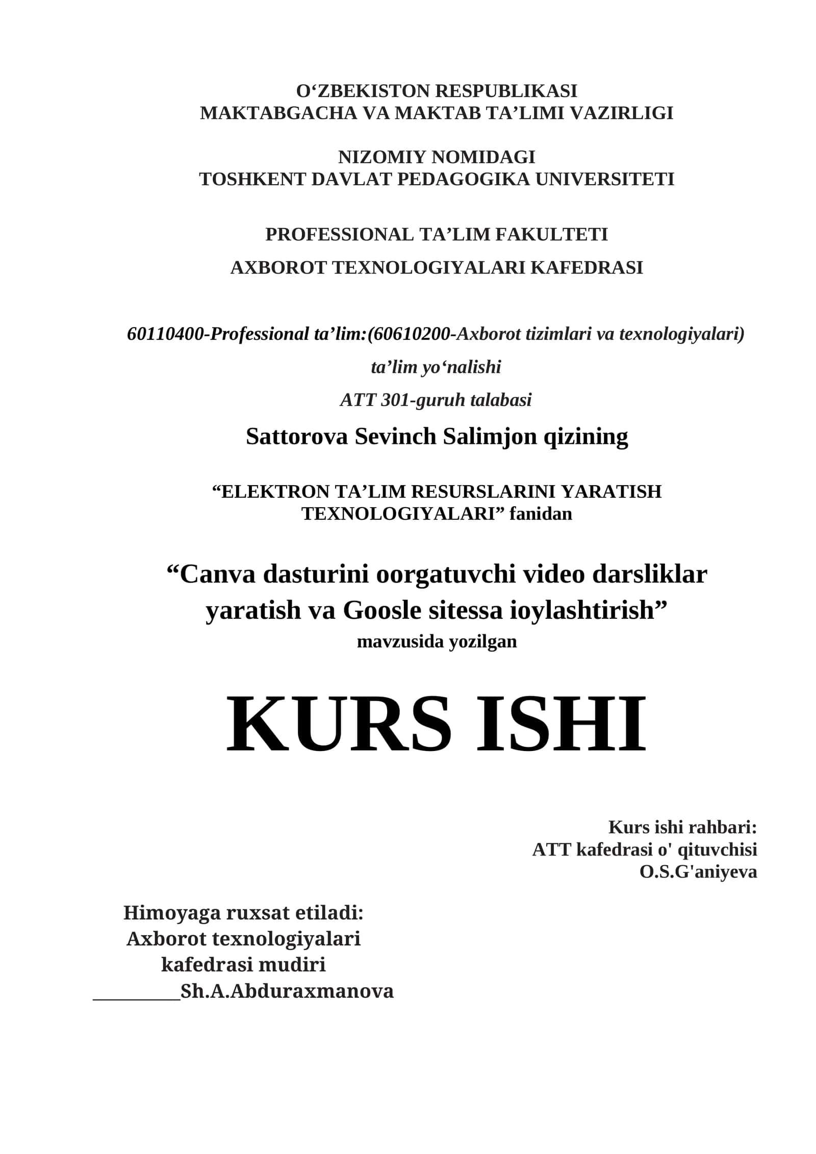 CANVA DASTURINI OʻRGATUVCHI VIDEO DARSLIKLAR YAR