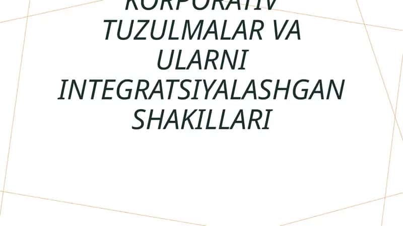 Korporativ tuzulmalar va ularni integratsiyalashgan shakillari
