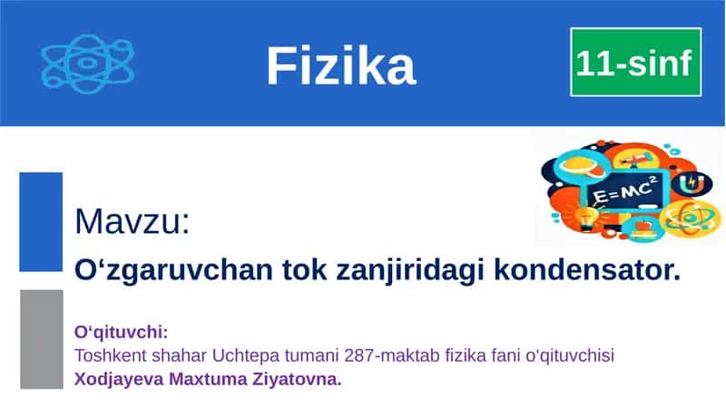 O'zgaruvchan tok zanjirida kondensator