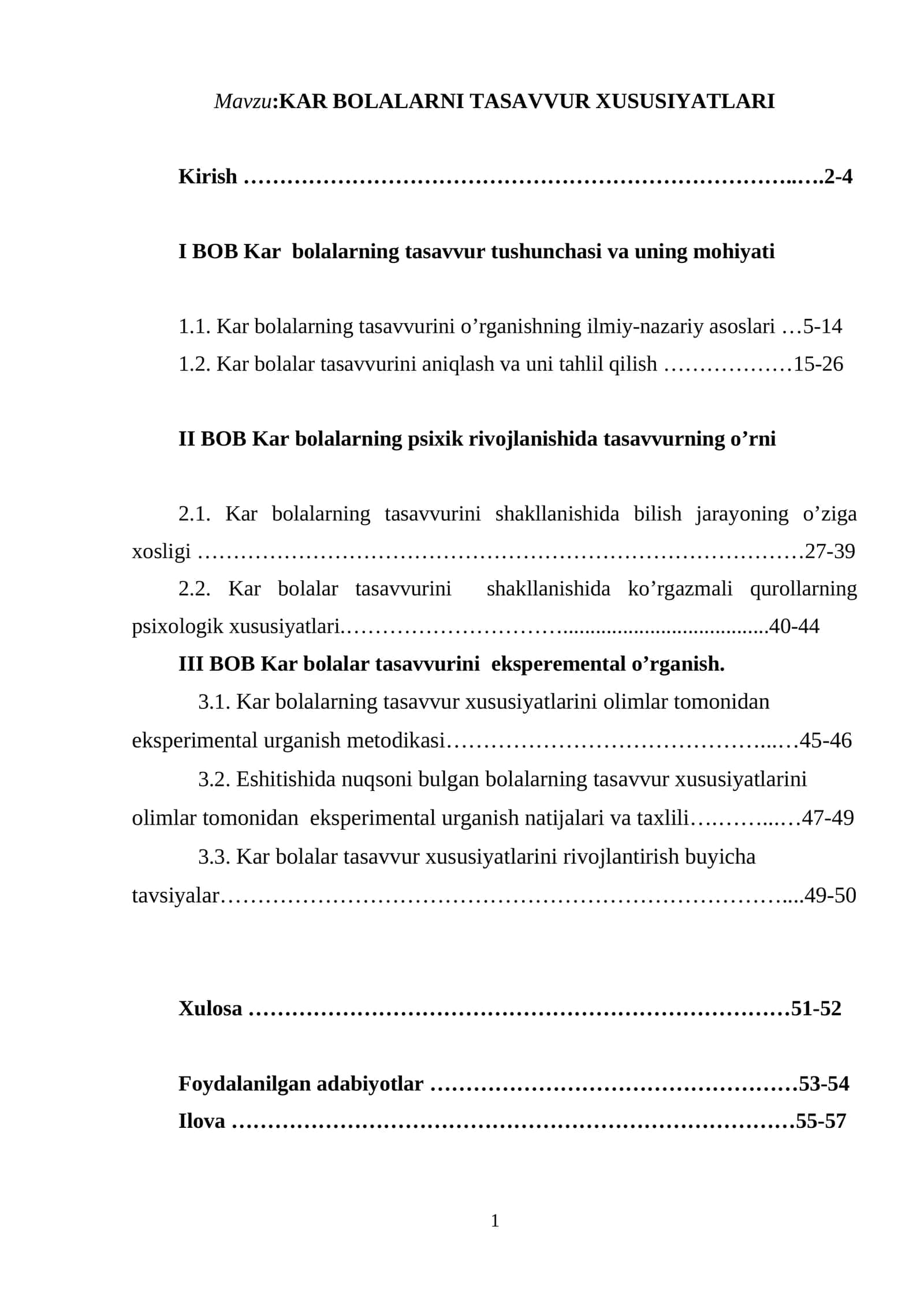 KAR BOLALARNI TASAVVUR XUSUSIYATLARI