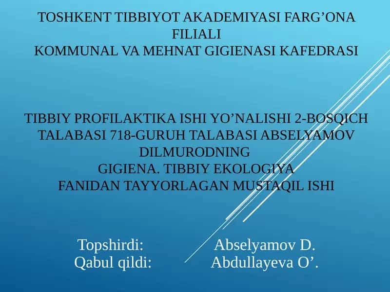 Topshirdi:Abselyamov D