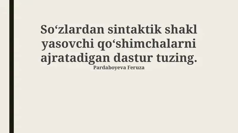 Sintaktik Affikslarni Ajratish Algoritmi