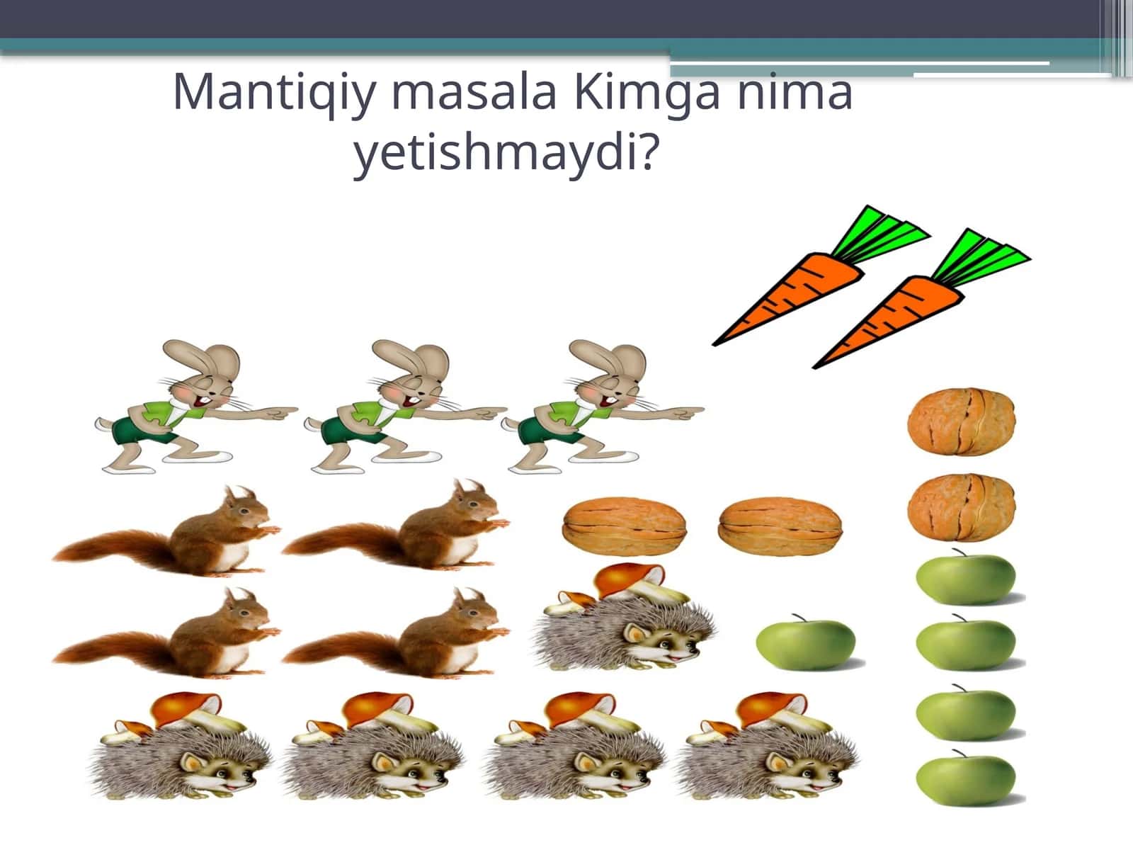 Mantiqiy masala Kimga nima yetishmaydi?
