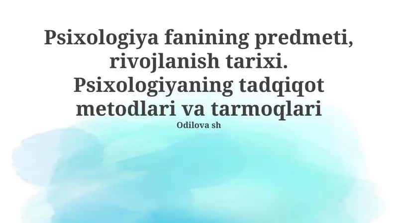 Psixologiya fanining predmeti