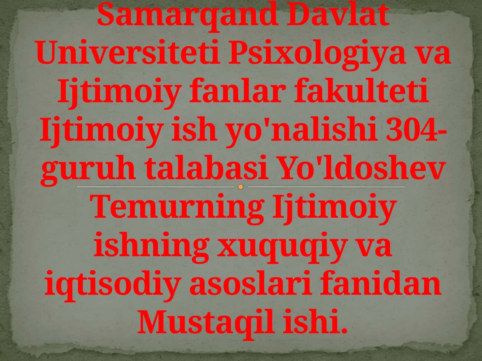 Bolali oilalarning davlat tomonidan qo'llab quvvatlashning xuquqiy asoslari