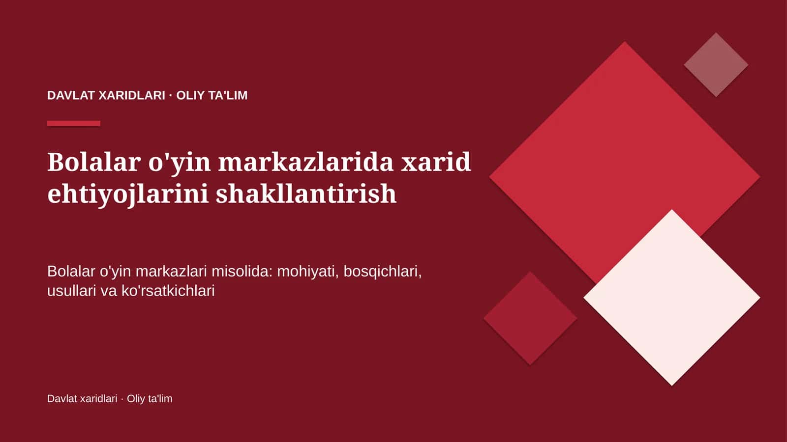Davlat Xaridlari · Oliy Ta'lim