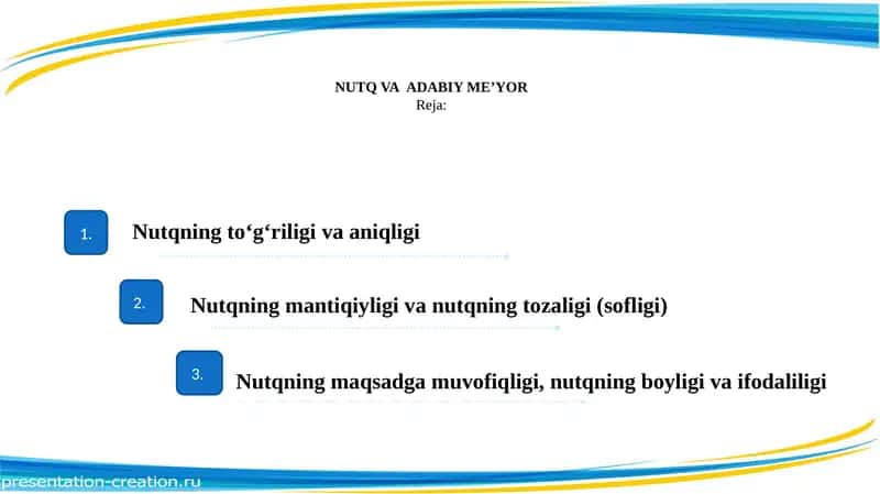 NUTQ VAADABIY ME’YORReja