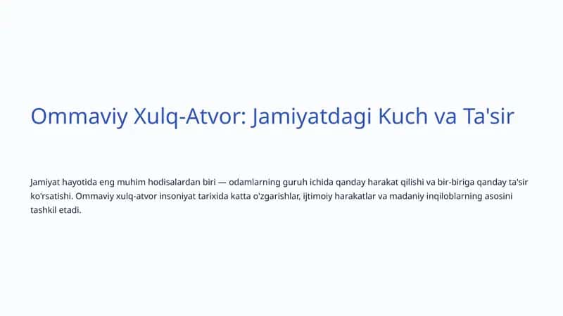 Ommaviy Xulq-Atvor