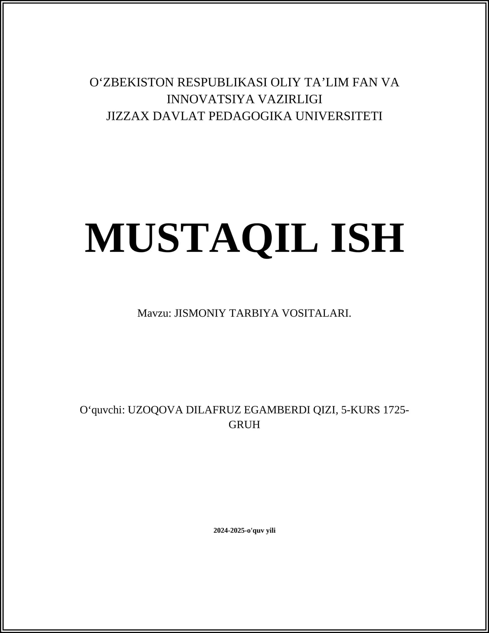 JISMONIY TARBIYA VOSITALARI