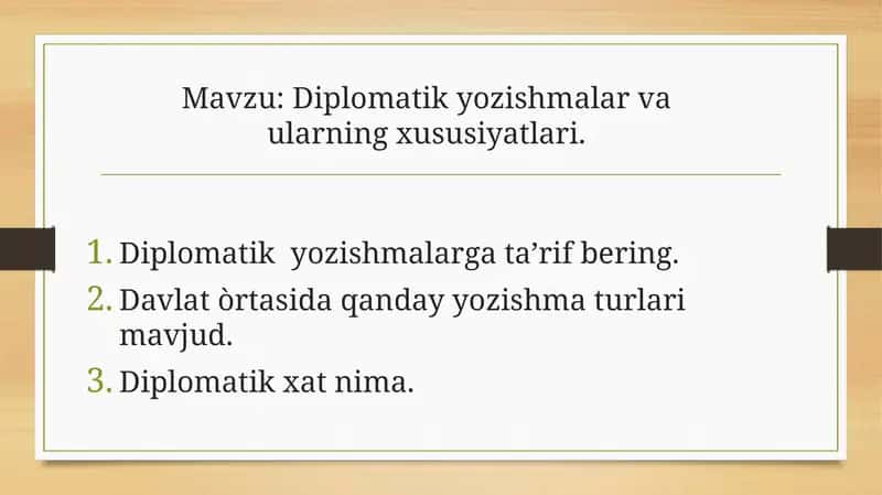 Diplomatik yozishmalar va ularning xususiyatlari