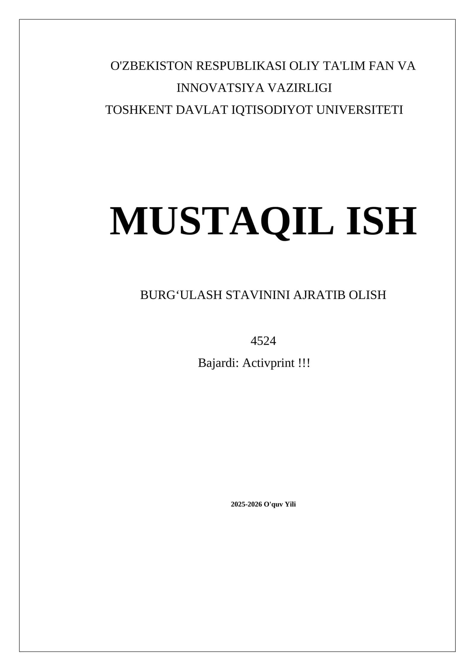 BURGʻULASH STAVININI AJRATIB OLISH