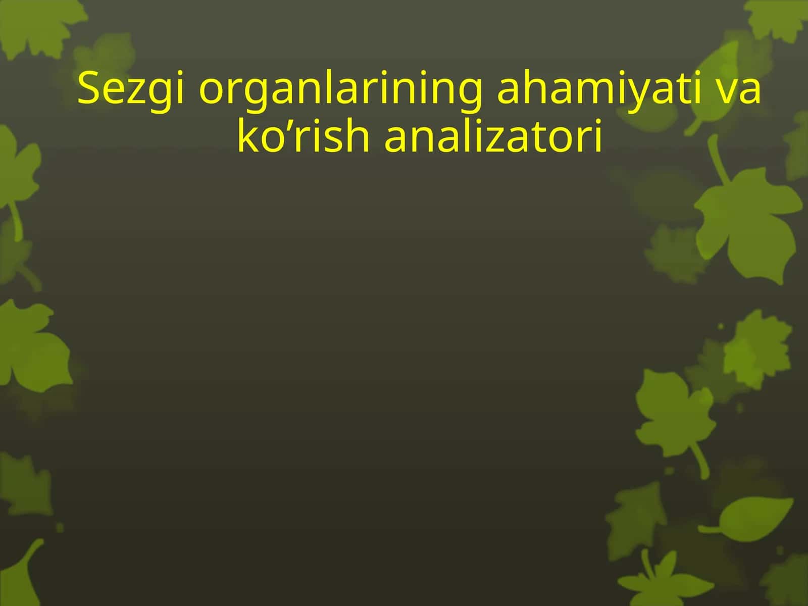 Sezgi organlarining ahamiyati va ko’rish analizatori