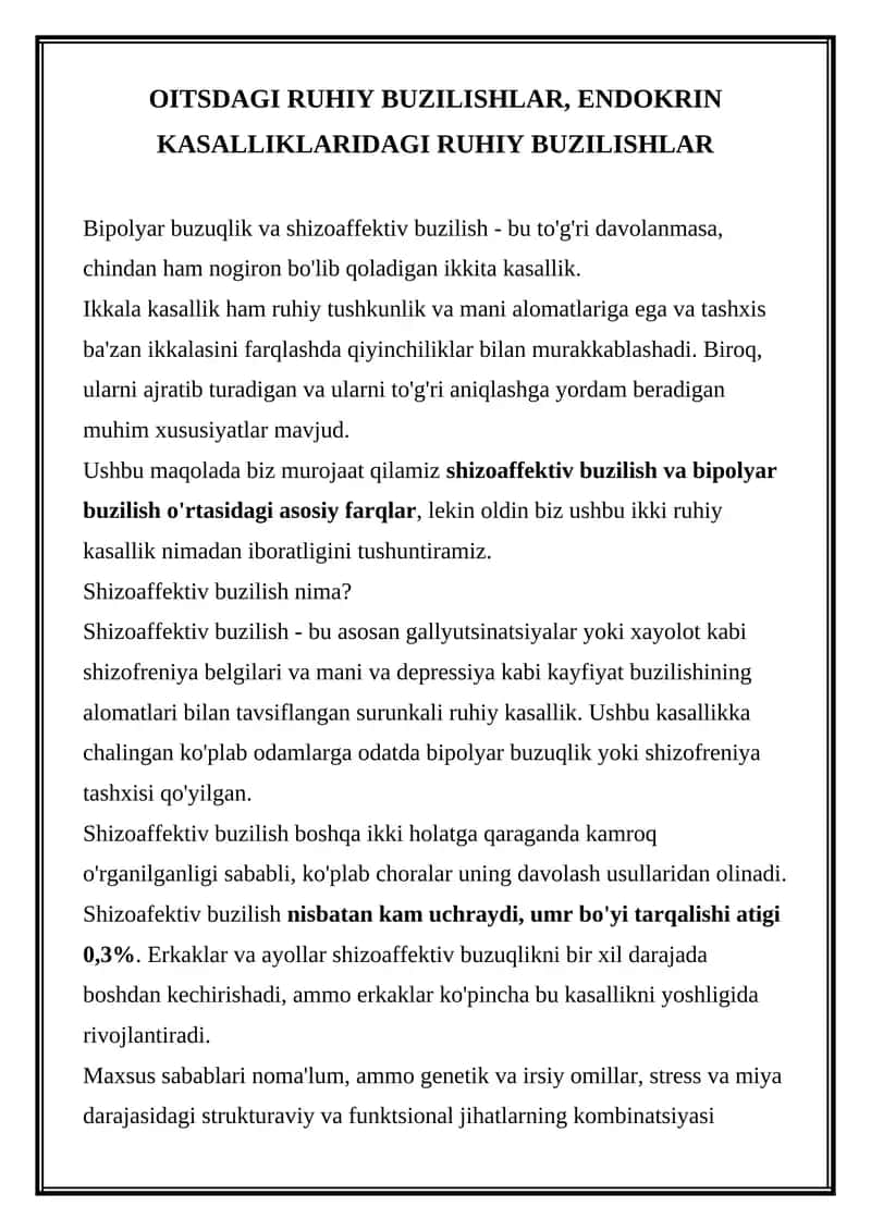 Shizoaffektiv buzilish